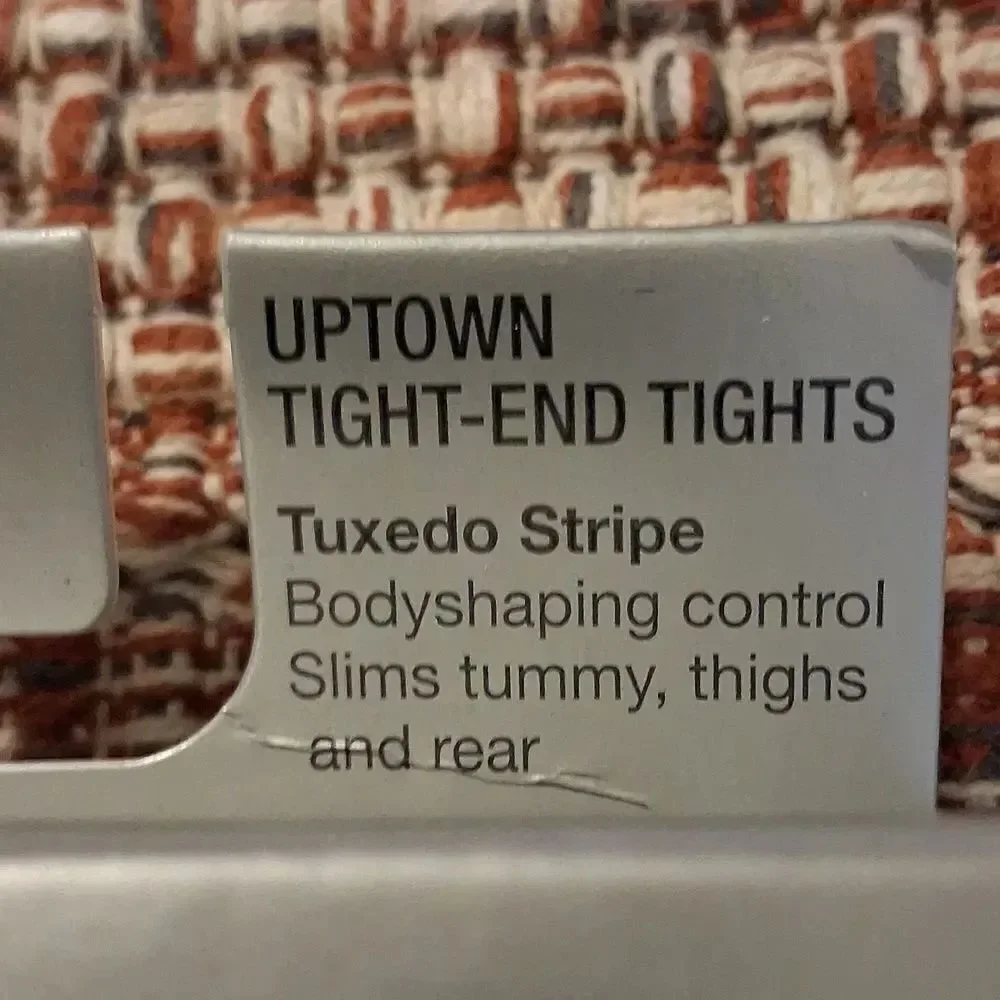 SPANX Uptown Tight End Tights Black Tuxedo Stripe Patterned Body Shaping Size C